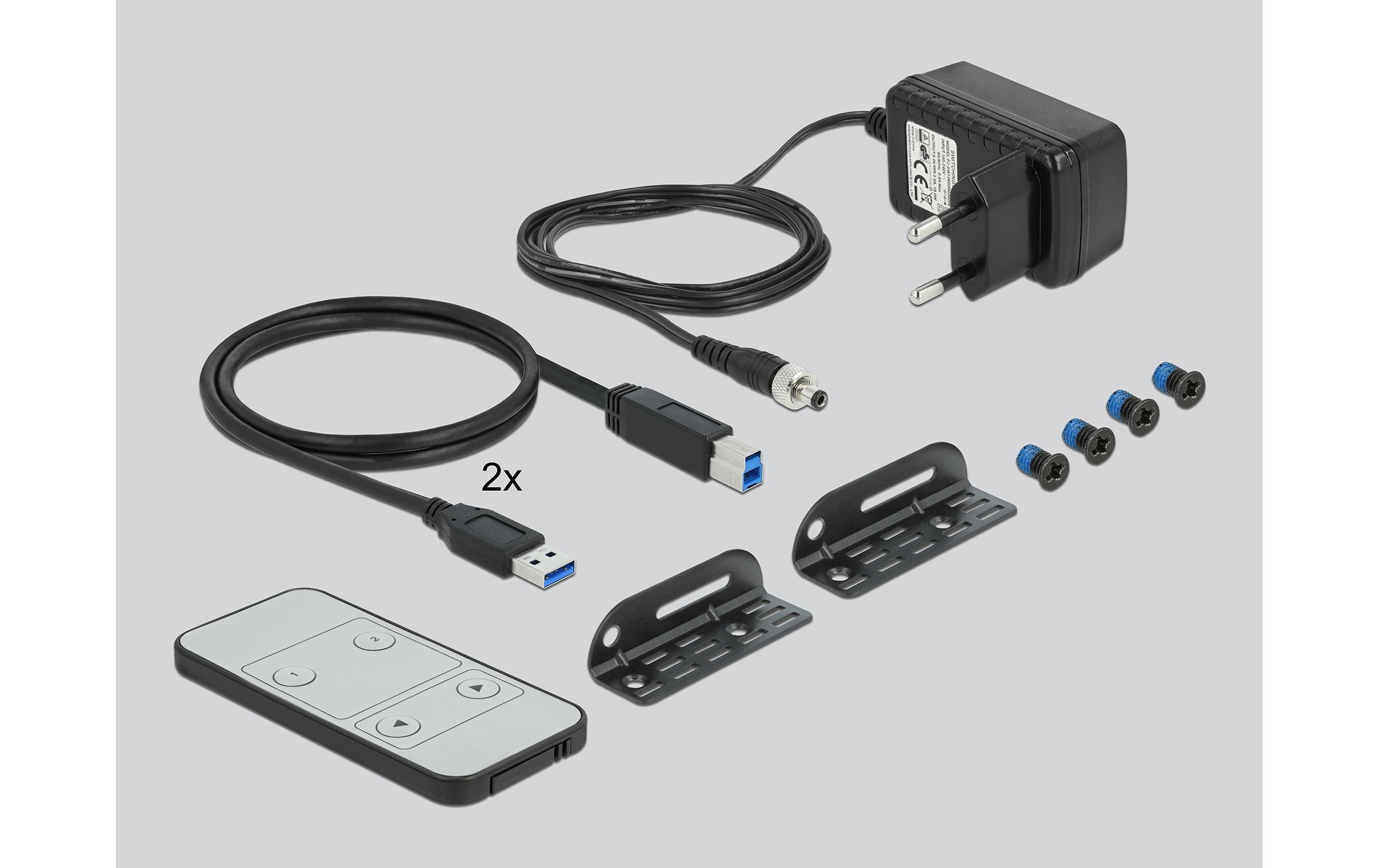 KVM Switch 2 Port HDMI mit USB 3.0 und Audio 4k 60Hz<br>Delock HDMI KVM Switch 4K 60 Hz mit USB 3.0 und Audio