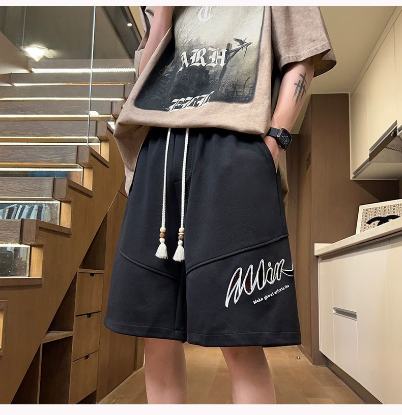FOEV - Shorts met trekkoord en letters