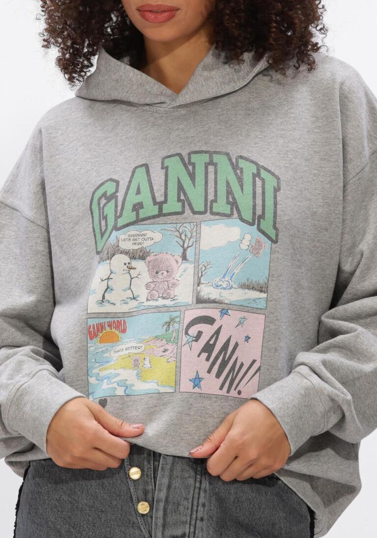 grijze ganni truien/vesten hoodie bear comic