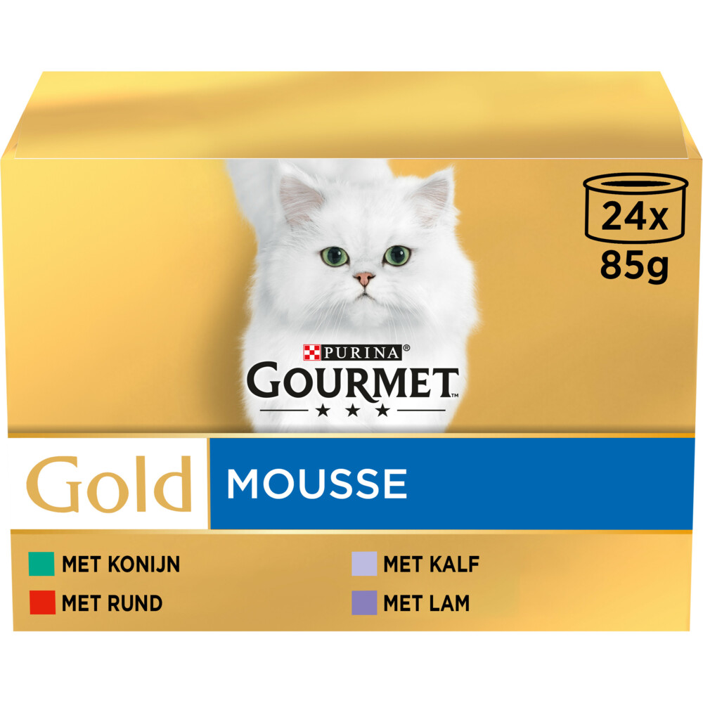 Gourmet Gold Mousse Rund - Konijn - Kalfsvlees - Lam24 x 85 gr