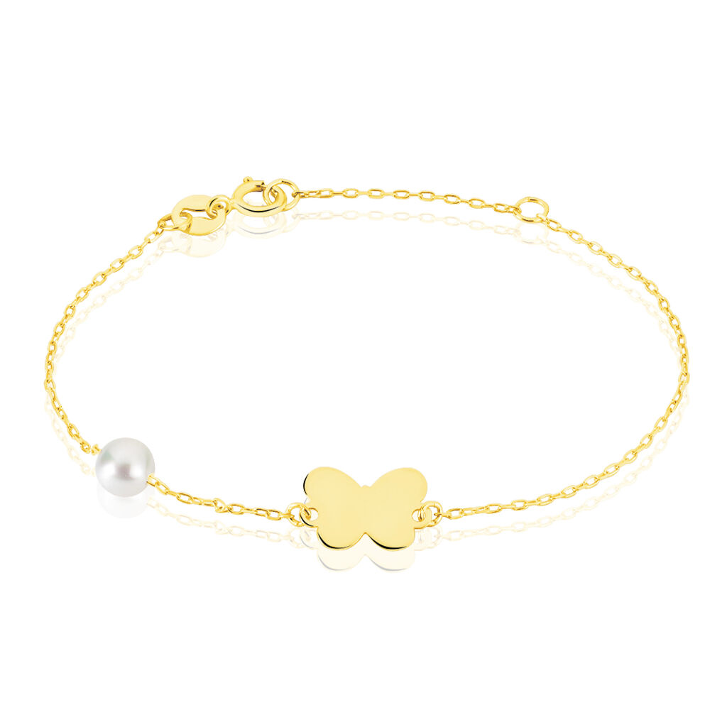 Bracelet Aurida Papillon Or Jaune Perle De Culture