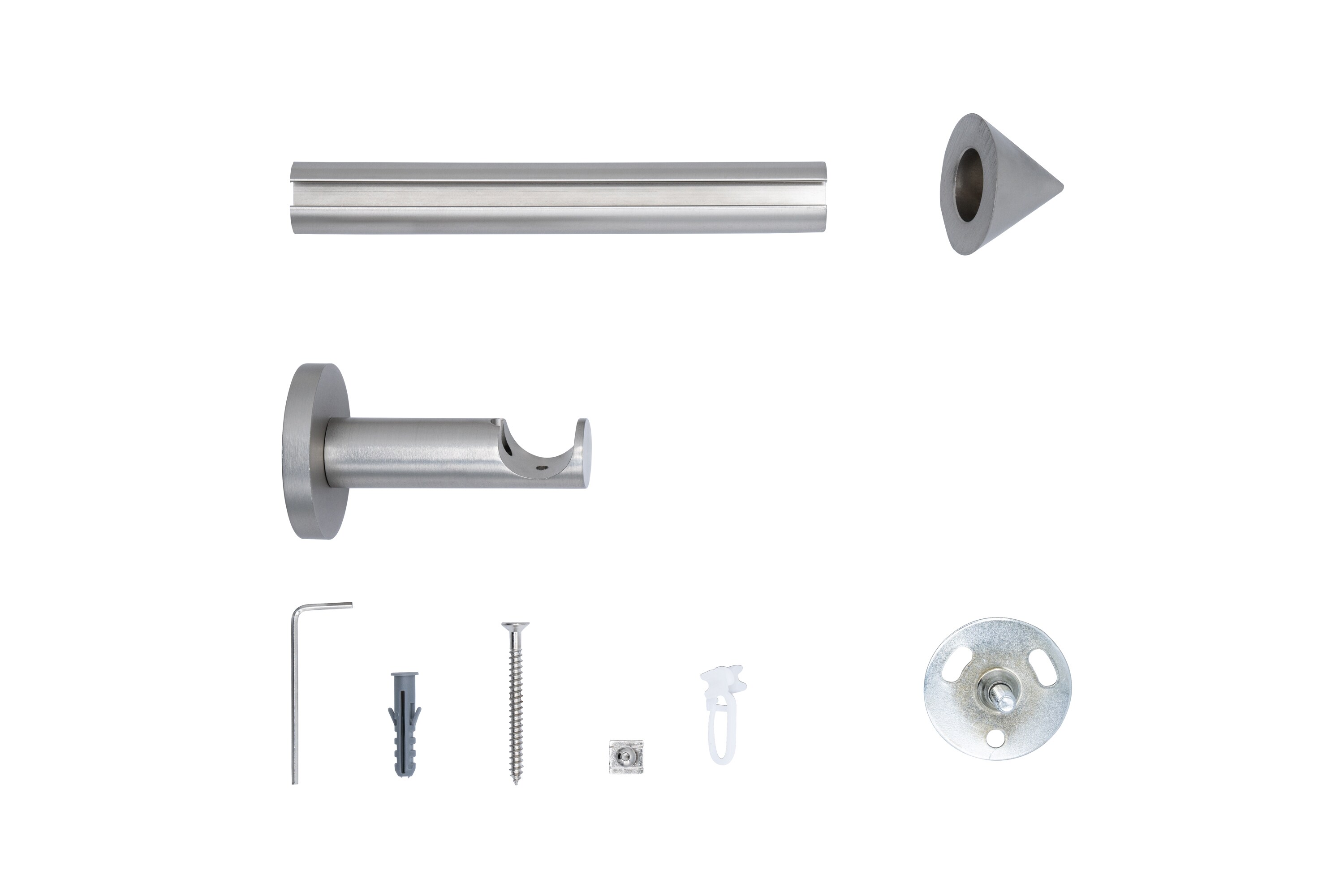 20mm,1-läufig,Profil,Wandträger 6,5cm,Endstück cone Farbe: Edelstahl-Optik, Größe: 100cm