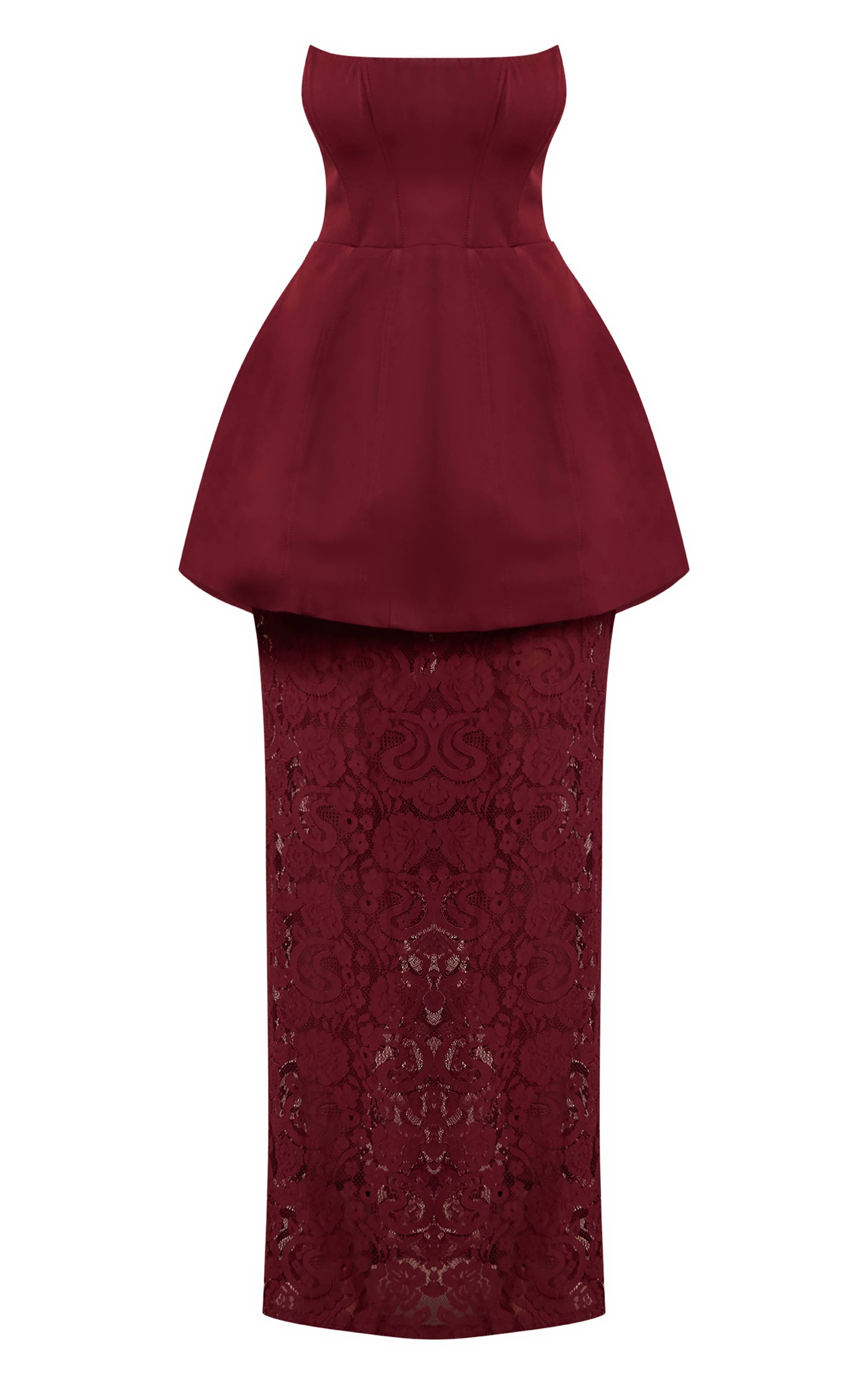 Prune Robe Maxi En Ligne A Structurée Avec Ourlet En Dentelle