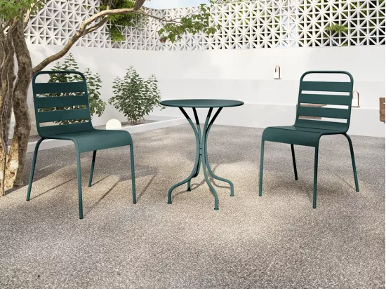 Lot de 2 chaises de jardin empilables en métal - Vert sapin - MIRMANDE de MYLIA