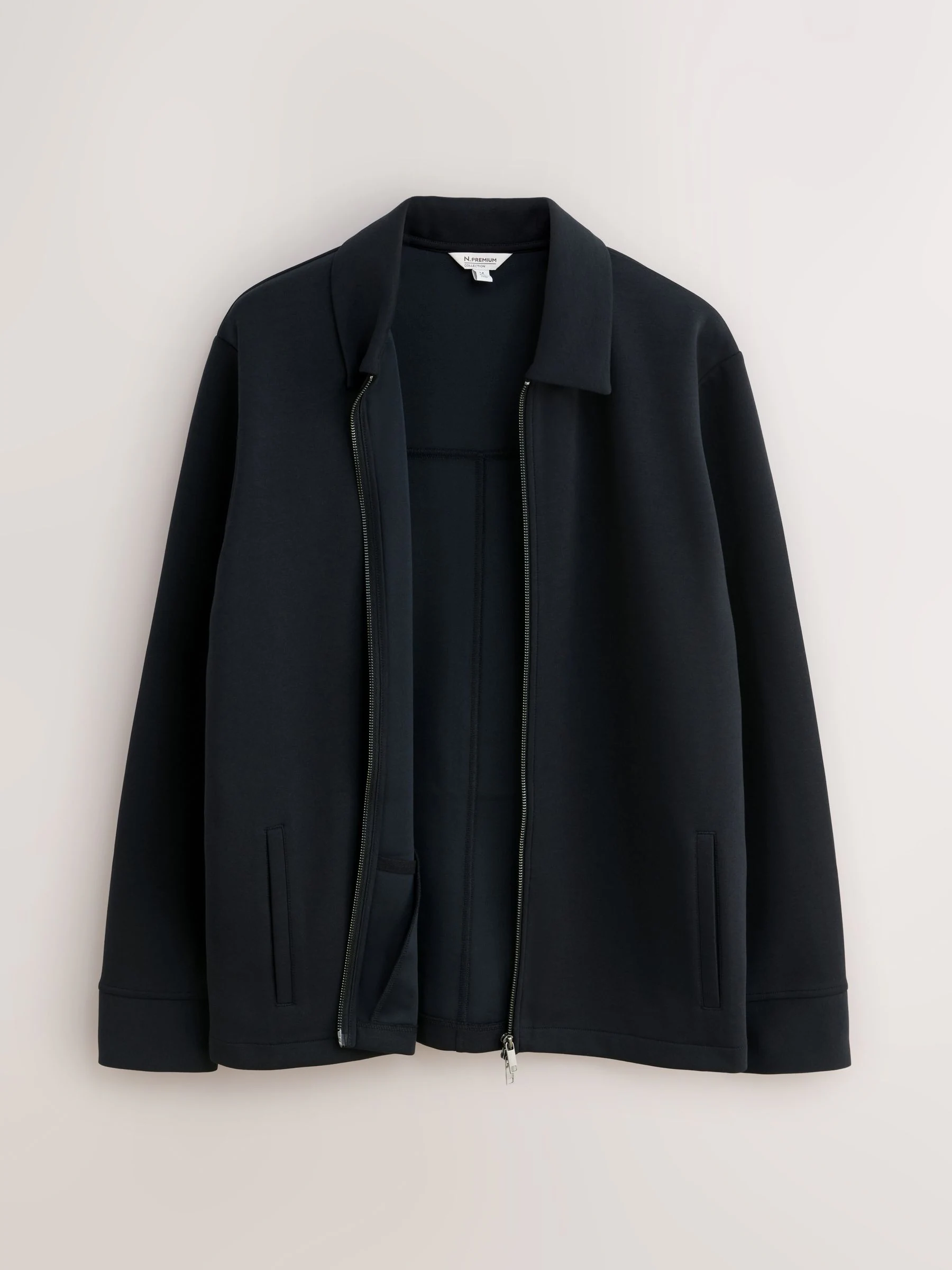 Zwart - Soft Touch Scuba Zip Through Shacket
