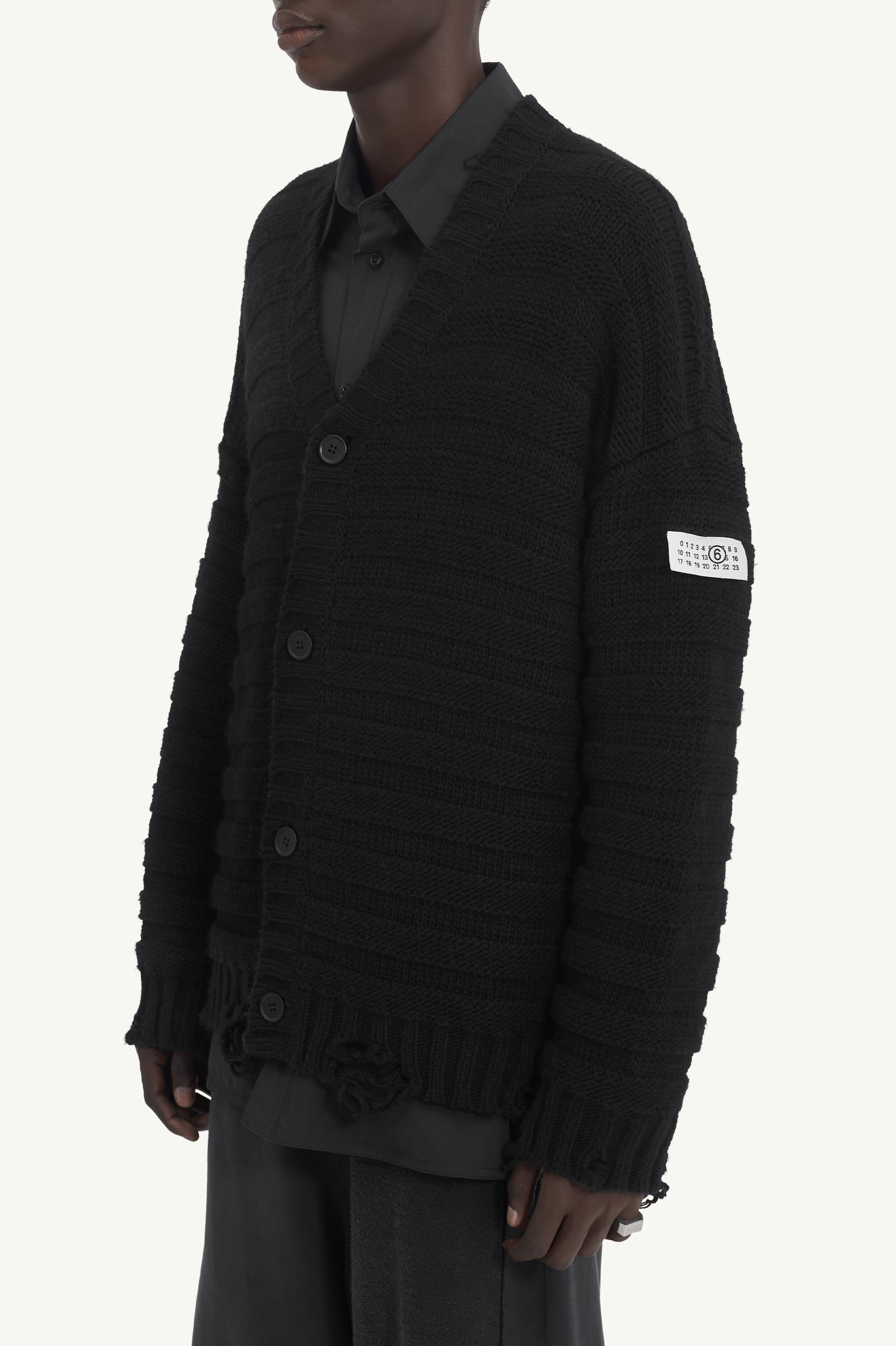 Black Knitted V-neck Wool Cardigan Noir