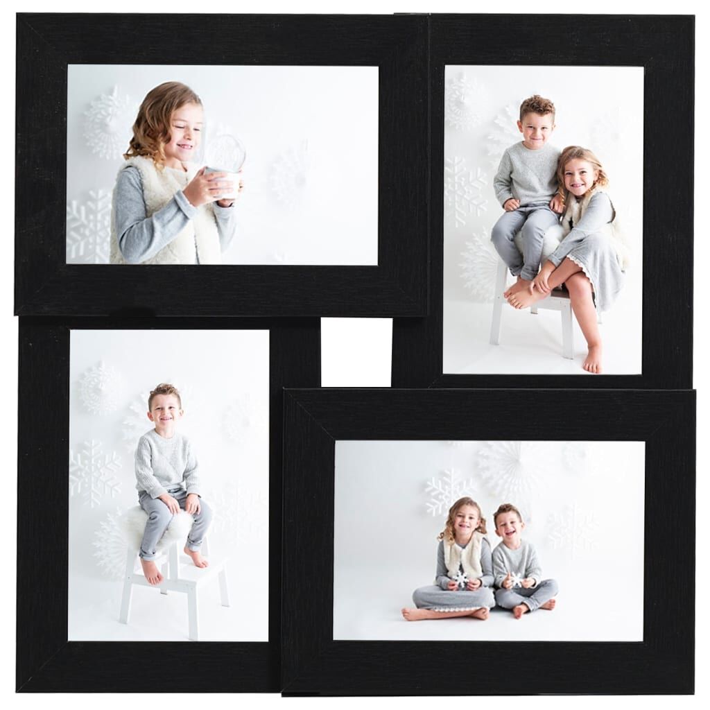 vidaXL 4-Fotolijst 10x15 cm, Zwart, MDF