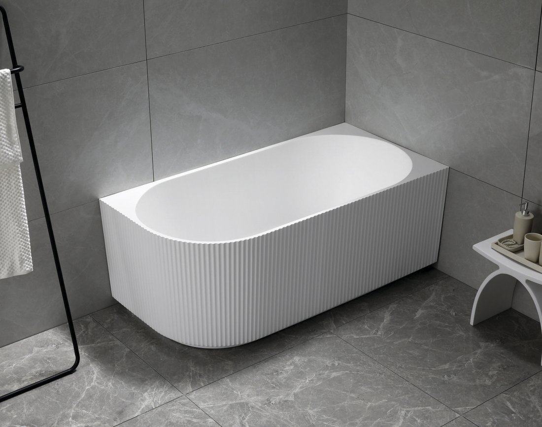 Aqualine Tibera hoekbad rechts met ribbel 170x80cm wit