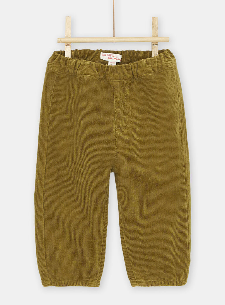 Pantalon en velours vert olive bébé garçon
