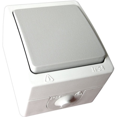 Interrupteur simple étanche - saillie - va-et-vient- IP54 - gris