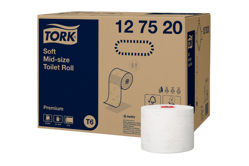 Tork® T6 Zacht Mid-size Toiletpapier 2-laags 27 rollen Wit Premium (12