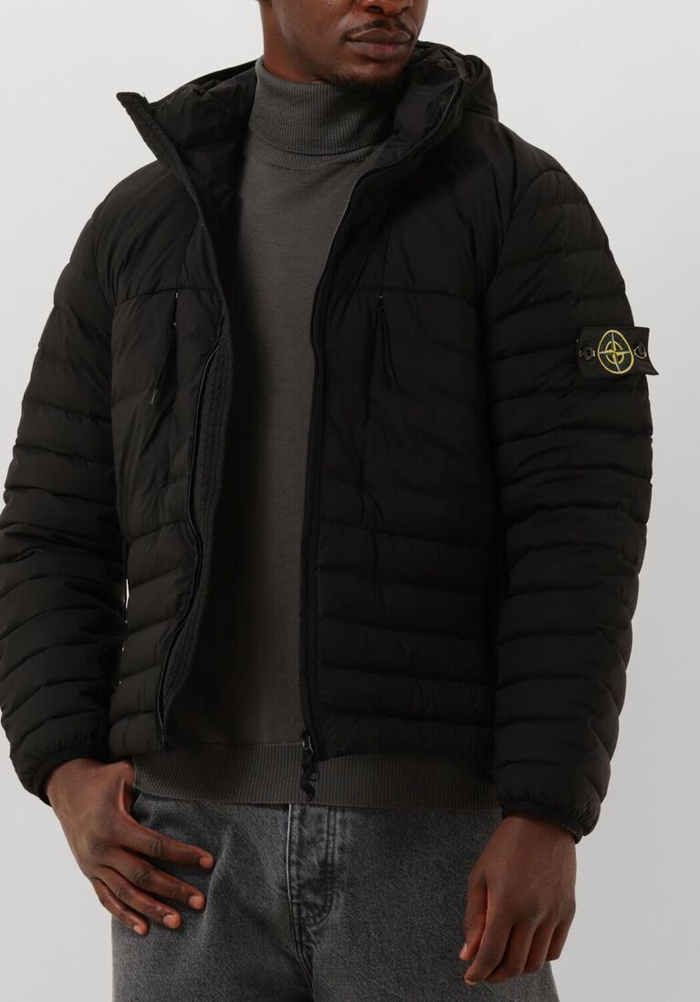 zwarte stone island gewatteerde jas jacket