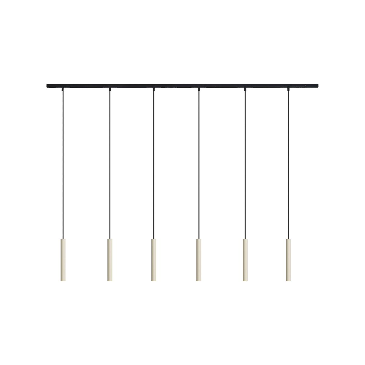 Modern railsysteem met 6 hanglampen beige met zwart 1-fase - Slimline Keno