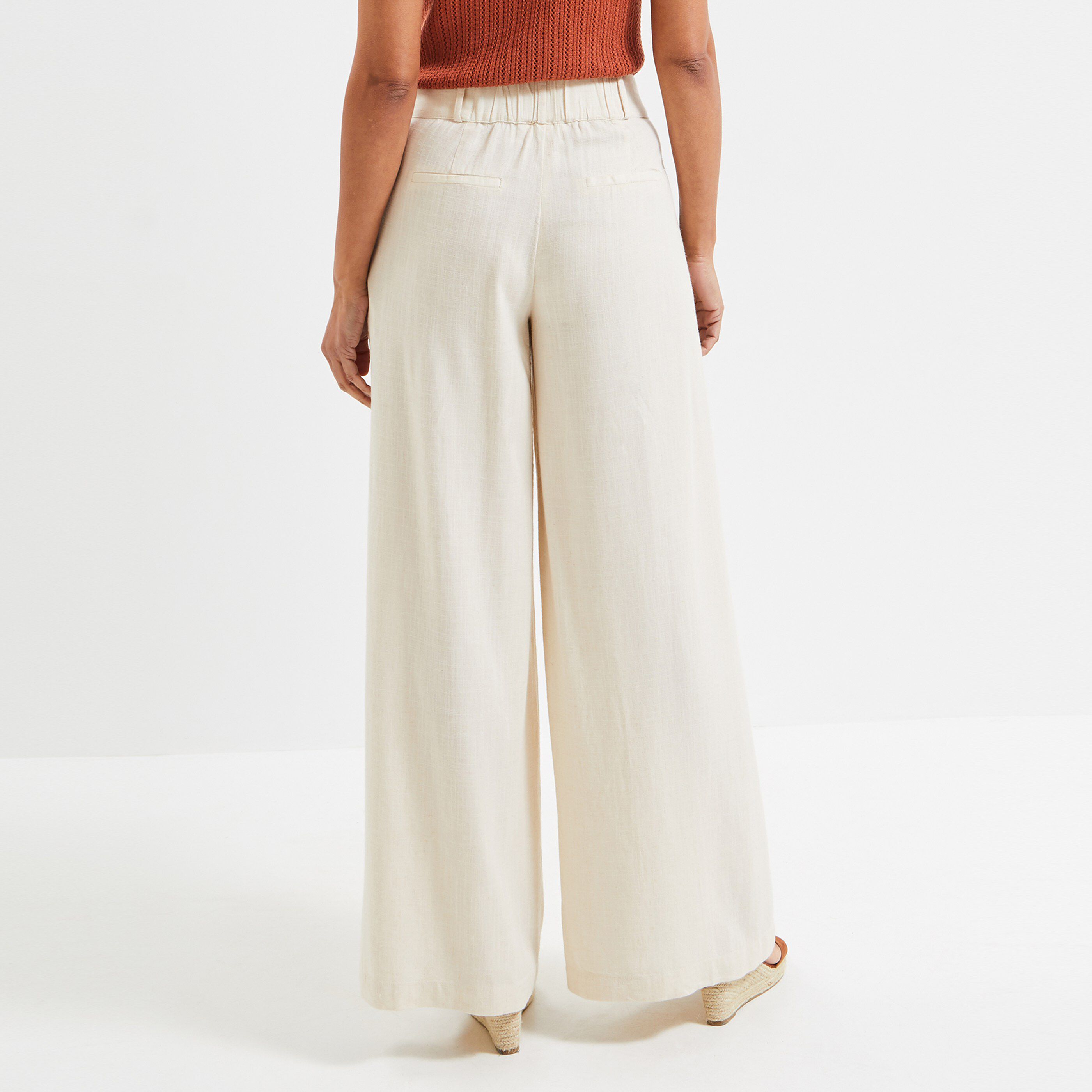 Pantalon lin mélangé femme - ECRU