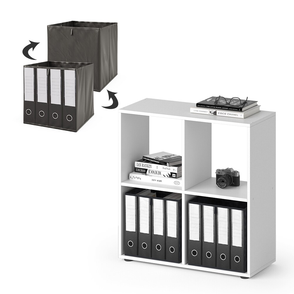 Vicco Raumteiler Würfelregal Standregal Tetra Weiß Faltbox Wohnzimmer Regal 73x72 cm modern Ablage 4 Fächer Dekoregal Ordnerregal Aufbewahrung