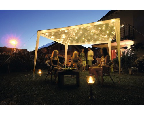 Lichtgordijn, lichtnet voor binnen en buiten, Konstsmide Micro LED lichtsnoer, 2 x 1 m, 160 LED's, warmwitte lichtkleur, transparante kabel