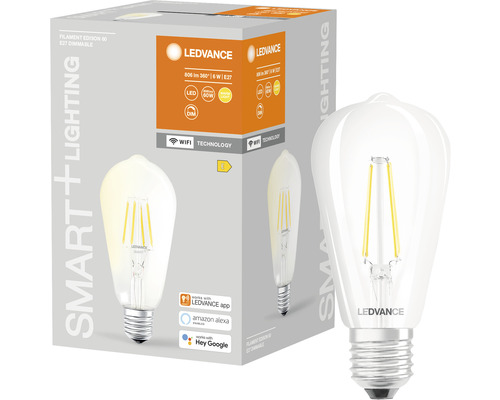 Ledvance Smart WIFI LED-lamp ST64 dimbaar E27/5,5W (60W) helder 806 lm 2700K warm wit