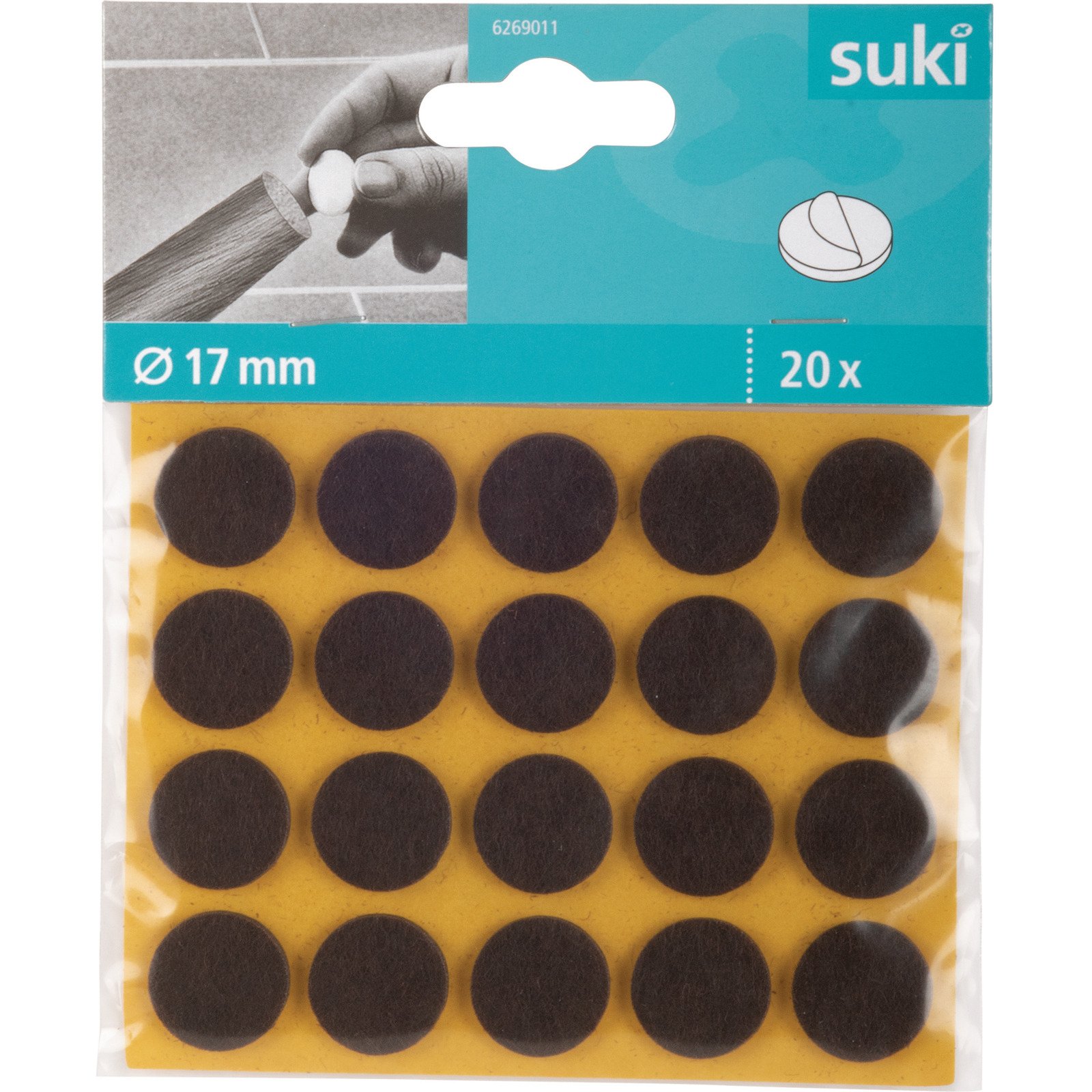 Filzgleiter klebend, Ø 1,7 cm, 20 Stück, schwarz