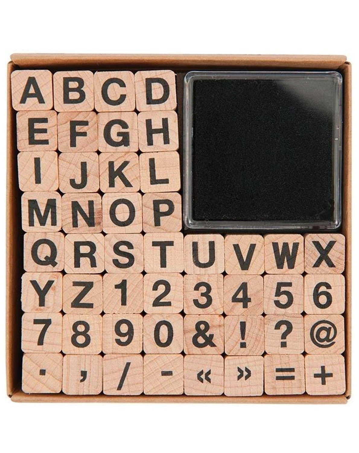 Stempel-Set ABC & ZAHLEN I 48er-Pack aus Holz