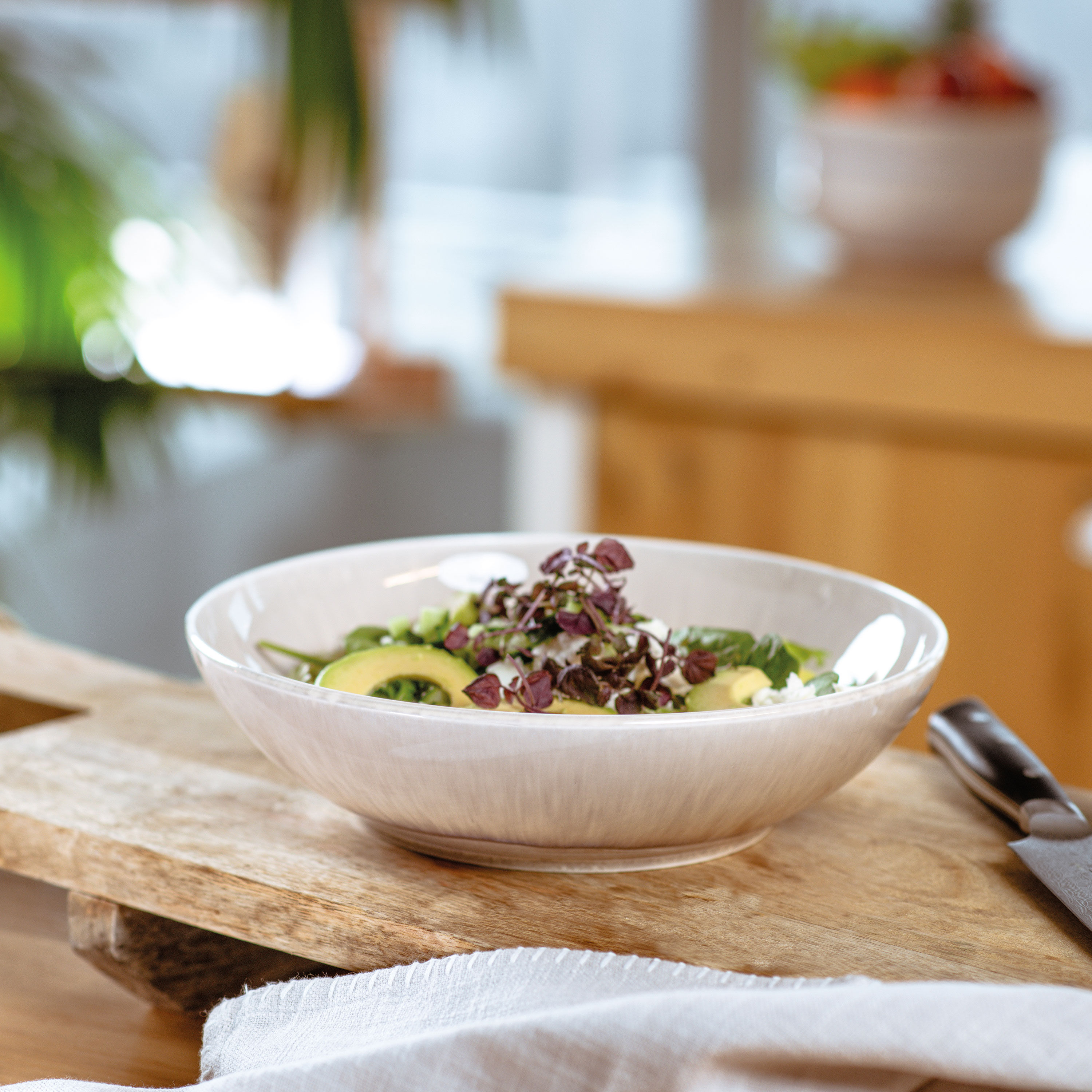 Perlemor Salad serving bowl Beige, 40.6 oz, Premium Porcelain