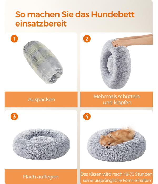 Feandrea Kuschelbett, rund, grau, Ø60/H20 cm