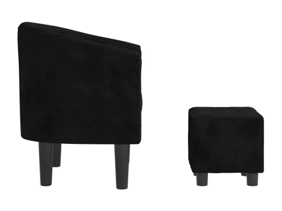 Fauteuil cabriolet avec repose-pied noir velours