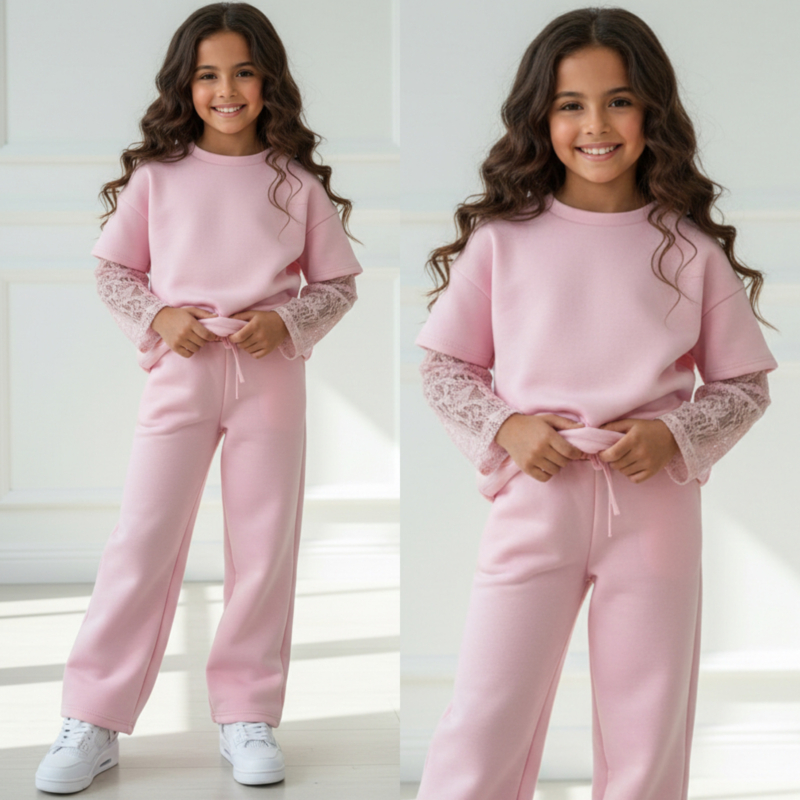 Soft Lace Lounge Set - roze