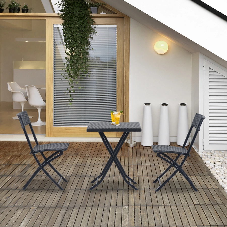Outsunny Gartenmöbel als 3-teiliges Set schwarz