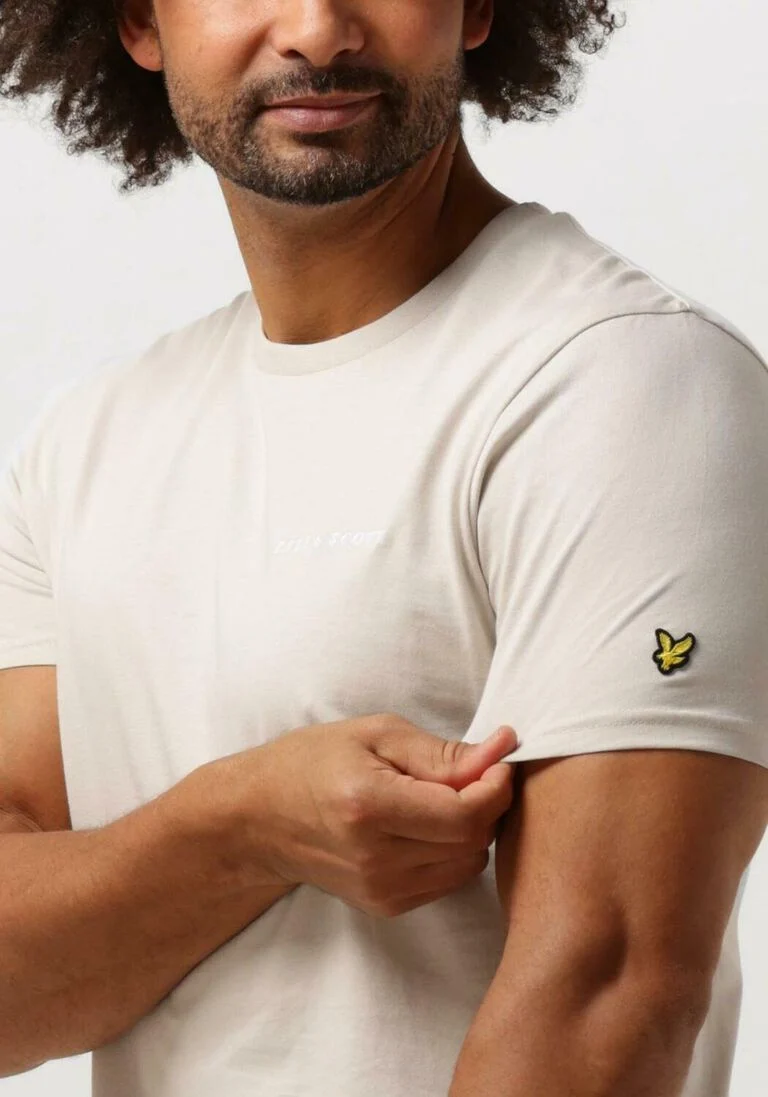 LYLE & SCOTT beige lyle & scott t-shirt embroidered t-shirt