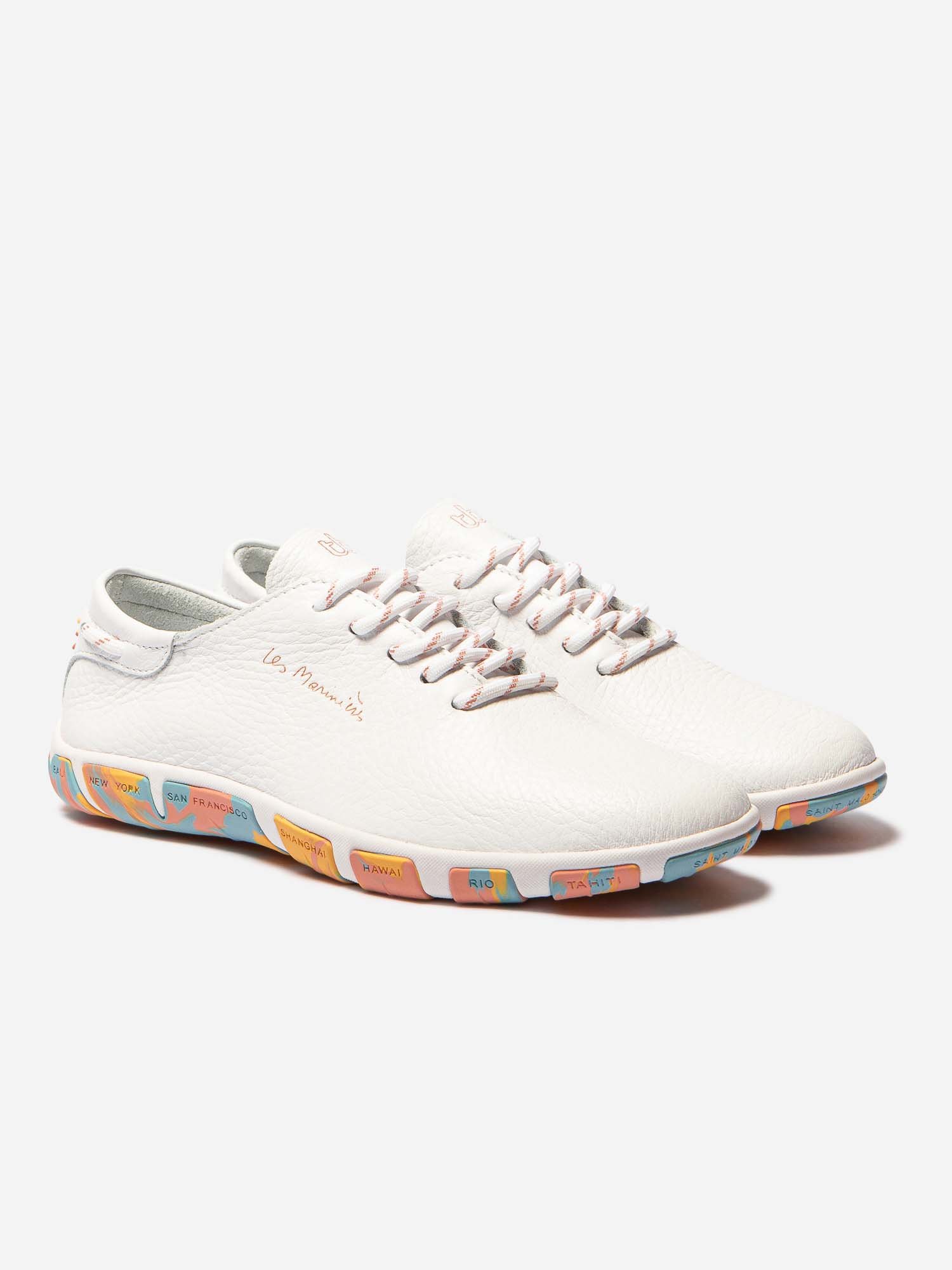 Tennis Femme Confort Cuir Blanc Semelle Multico