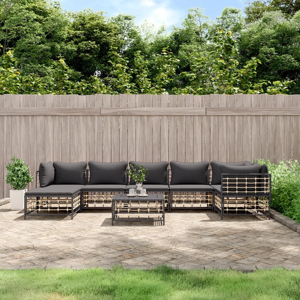 vidaXL 8-delige tuinloungeset met kussens, antraciet