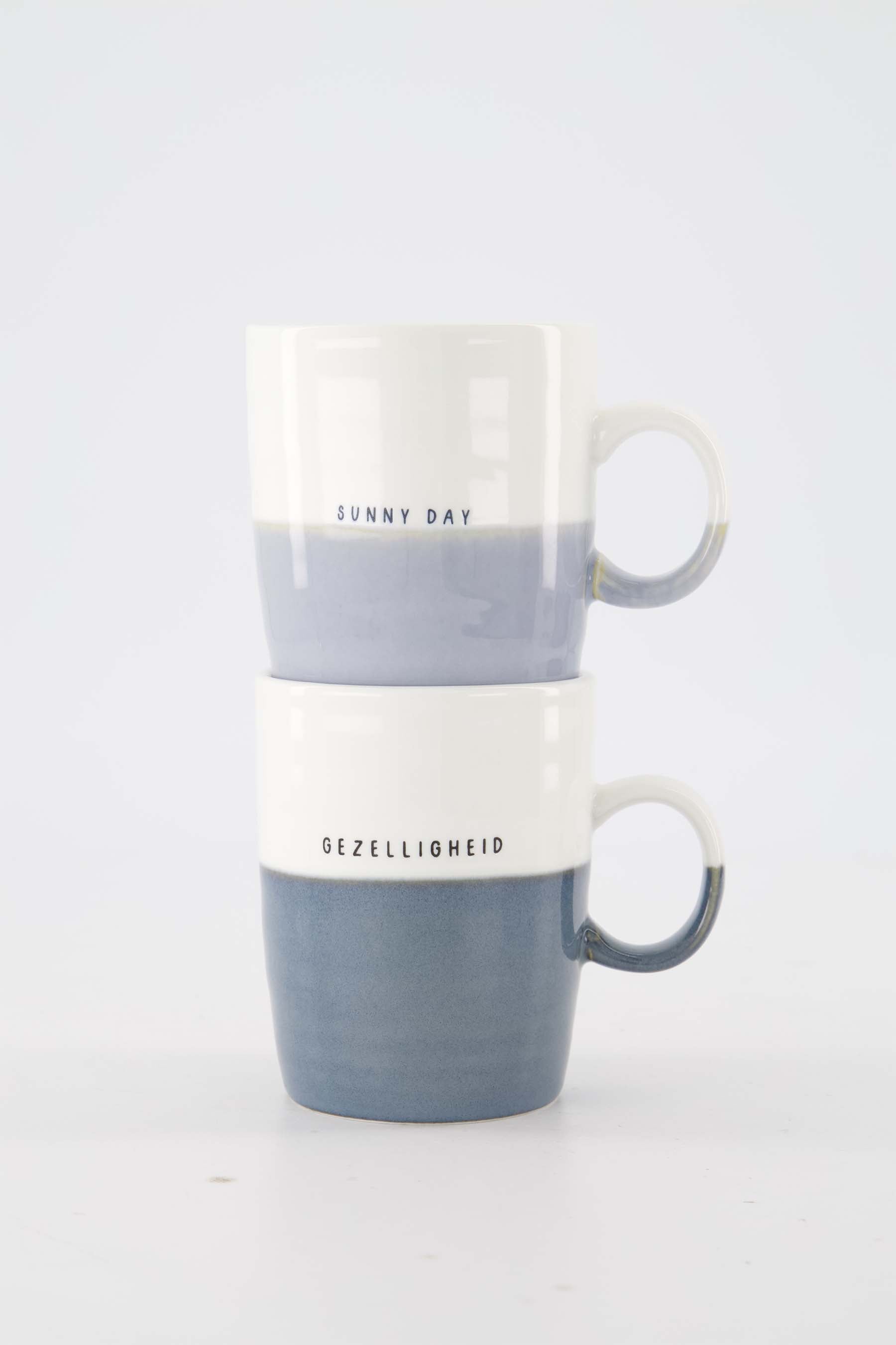 Set van een Theemok Gezelligheid En Theemok Sunny Day