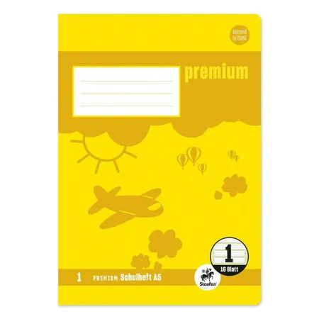 Staufen Premium Schulheft Lin1 A5 16 Blatt 90g/qm 5/5/5mm liniert farbig