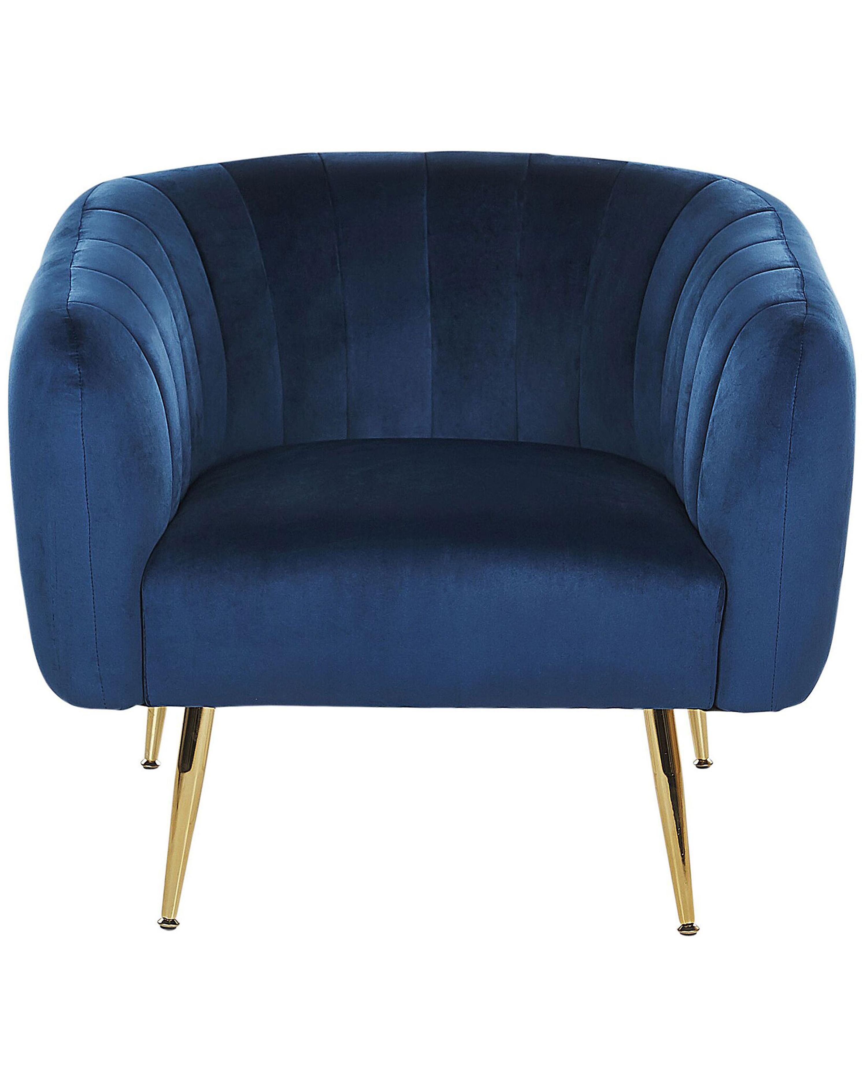 Fauteuil LACONIA Fluweel Donkerblauw