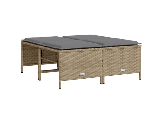 VIDAXL - Pouf Tabourets de jardin avec coussins lot de 4 beige résine tres...