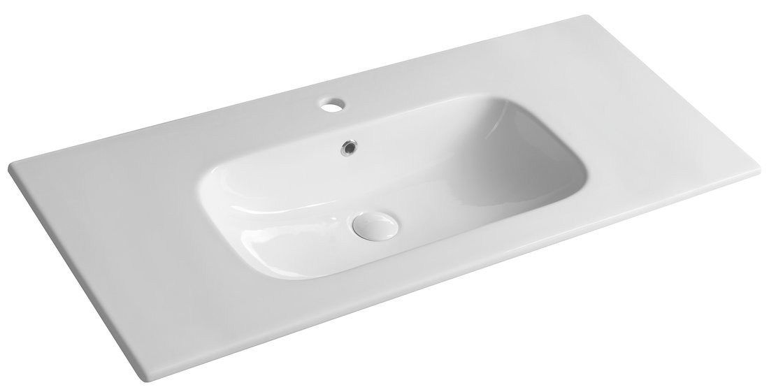 Sapho Piedra keramische wastafel met kraangat 101x46.5cm wit glans