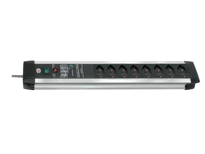 Brennenstuhl Steckdosenleiste Premium-Protec-Line 8x T13 Steckdosenleiste mit Sicherungsautomat (10 A), schwarz/grau