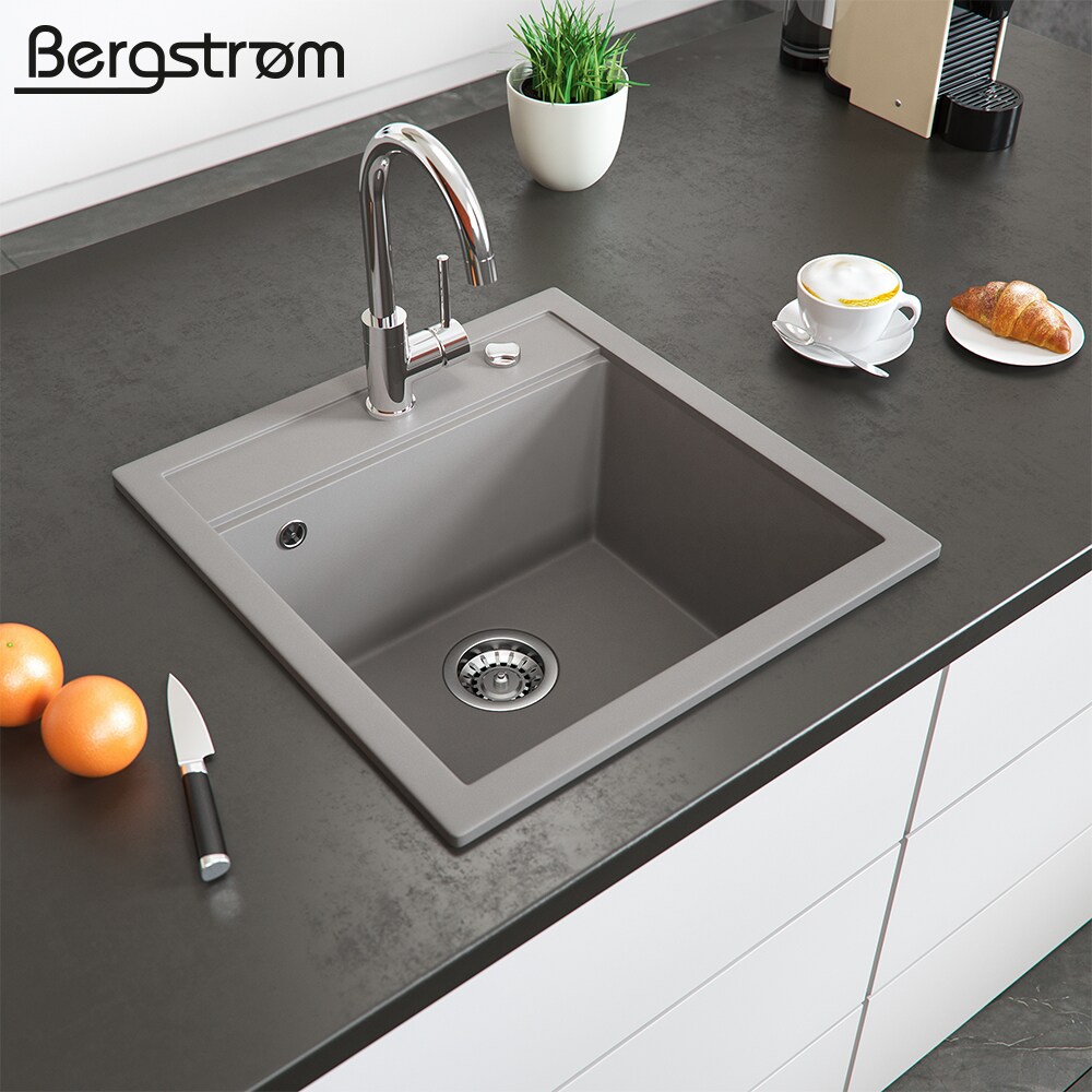 Bergström Granit Spüle Küchenspüle Einbauspüle Spülbecken 490x500mm Beton