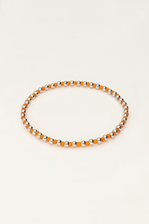 Ocean elastieken armband en kraaltjes oranje
