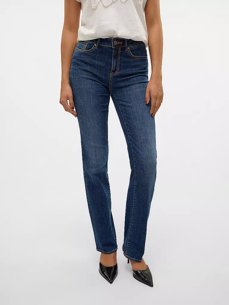 VERO MODA Jeans Straight Fit VMFLASH dunkelblau