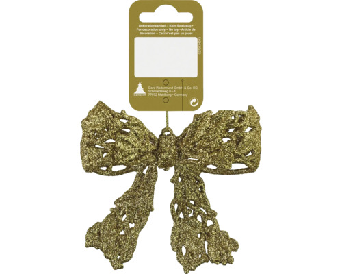 Kerstdecoratie strik glitter goud