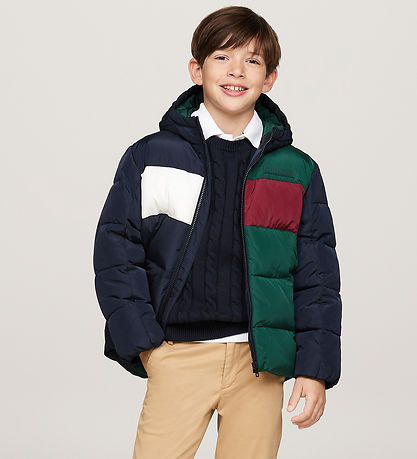 Tommy Hilfiger Steppjacke - Farbblock - Ornamental Green/Rouge/B