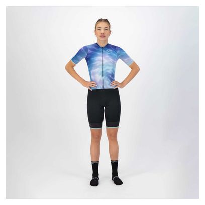 Maillot Manches Courtes Velo Rogelli Tie Dye - Femme - Bleu