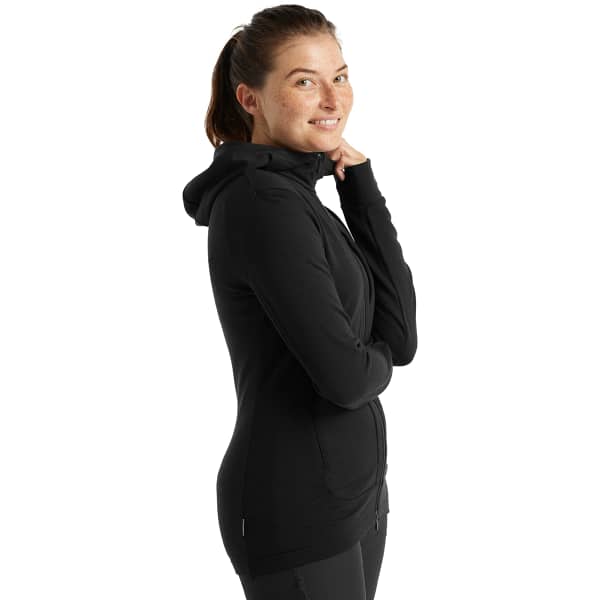 Veste polaire randonnée ICEBREAKER W QUANTUM III LS ZIP HOODIE BLACK