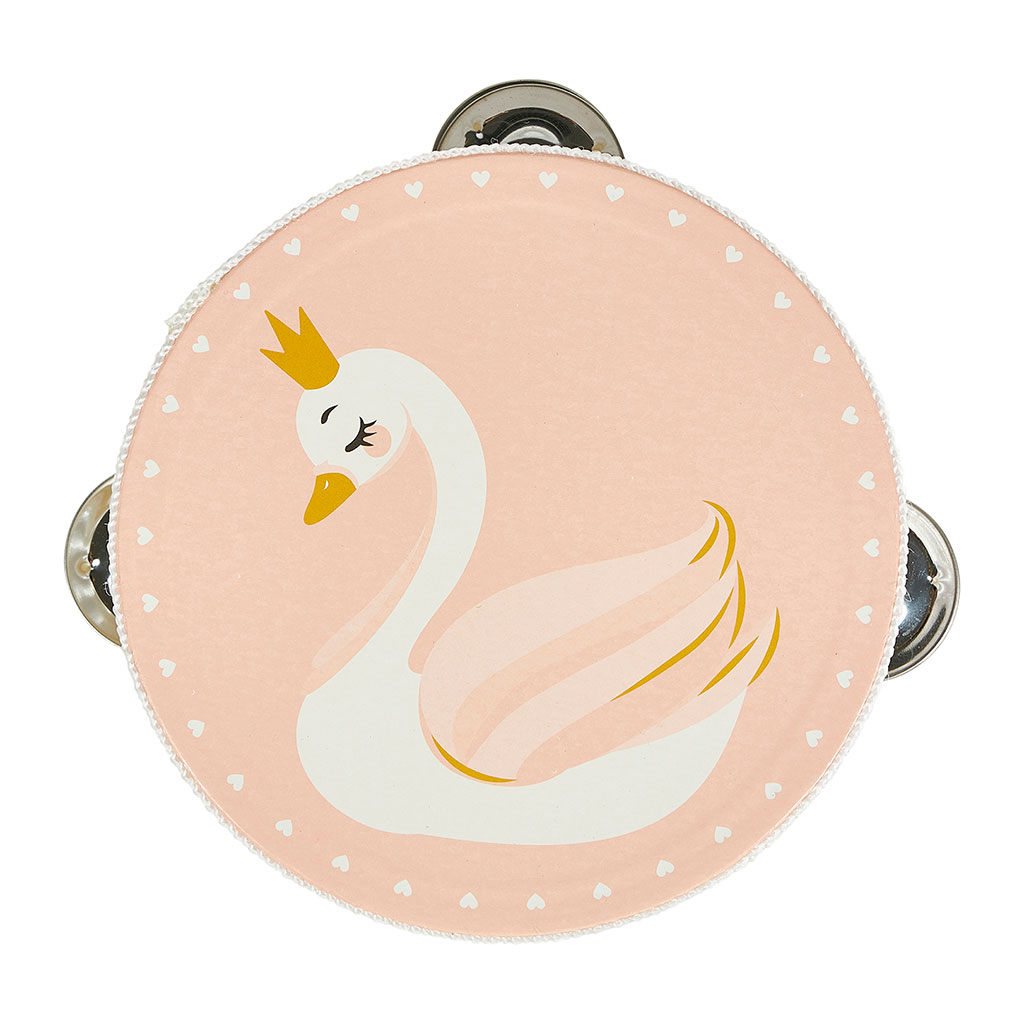 Tambourin bois motif cygne D 14x4.5cm