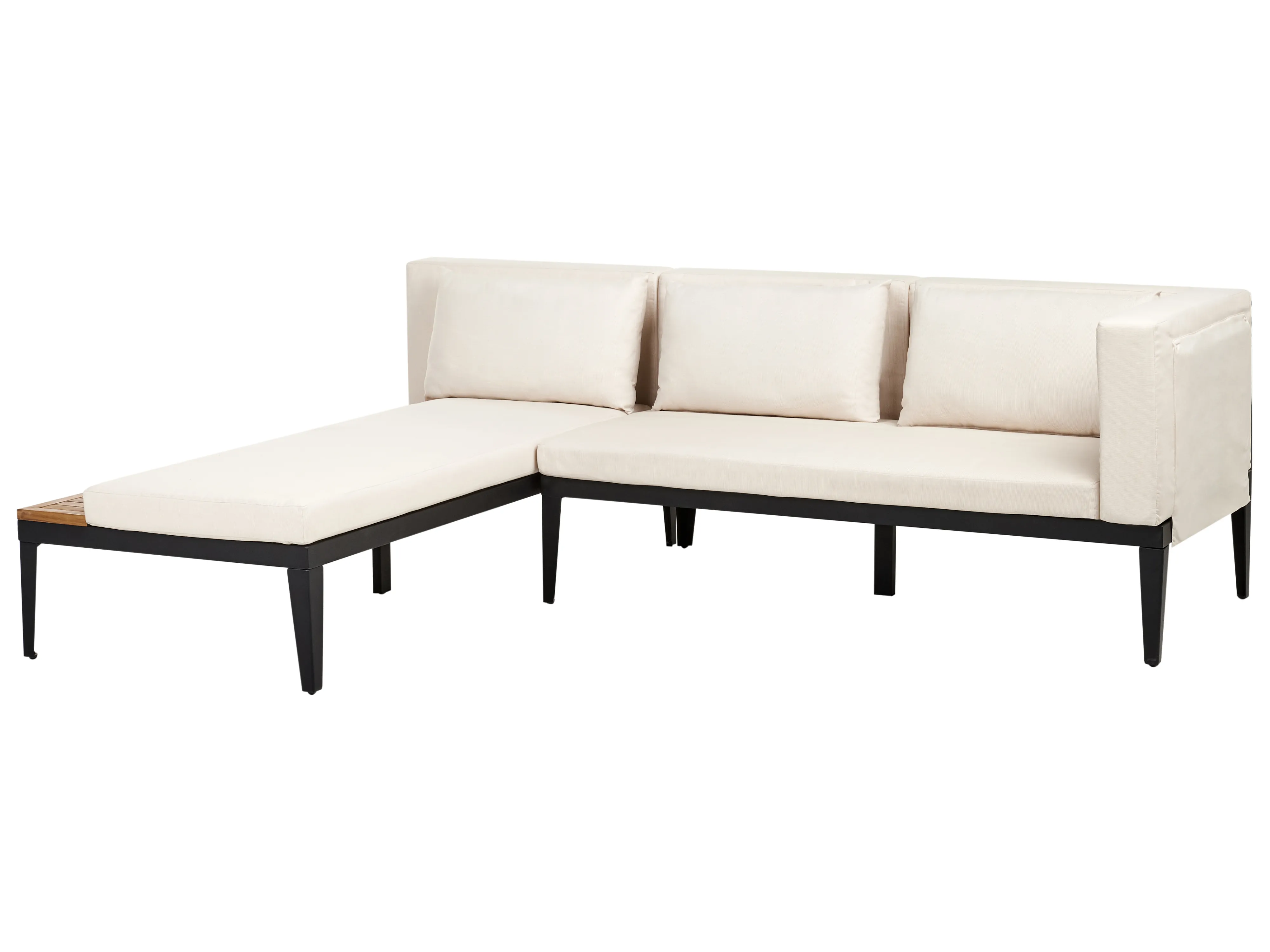 Tuin hoekloungeset met tafel 3-zits BRACCIANO rechtszijdig Gecertificeerd acaciahout Lichtbeige