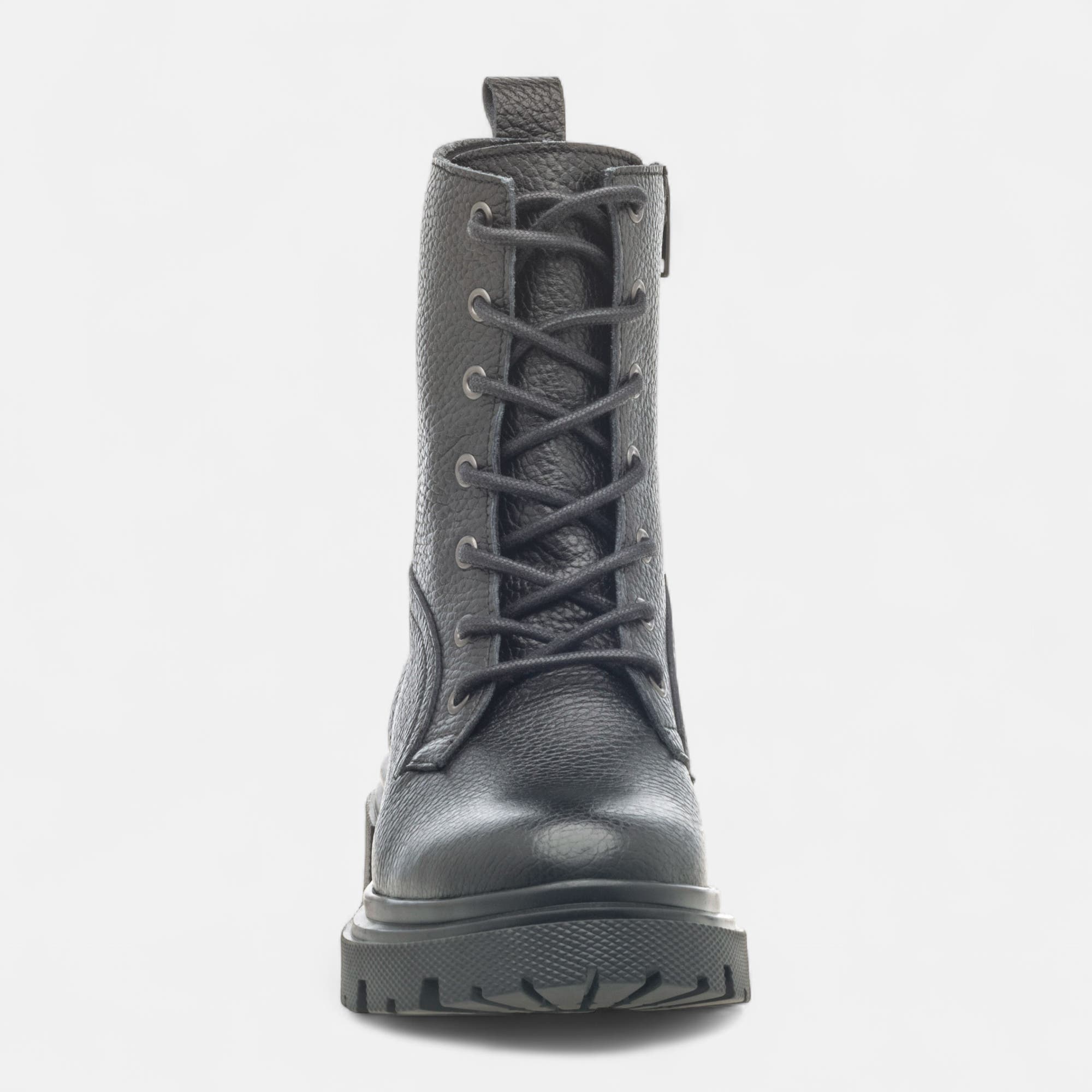 Bottines à lacets Femme en cuir noir