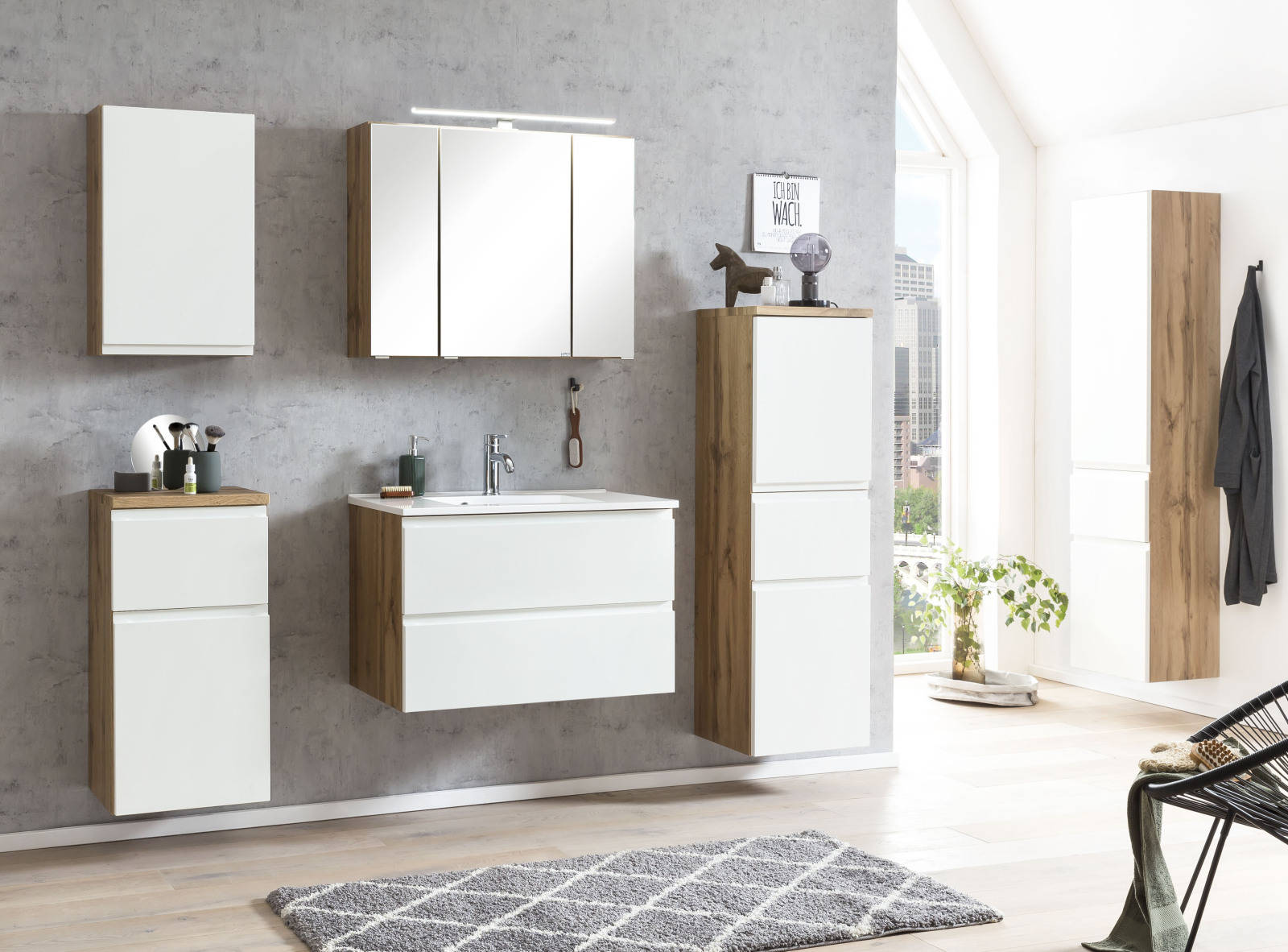 3D-Spiegelschrank - Wotaneiche - 80 cm