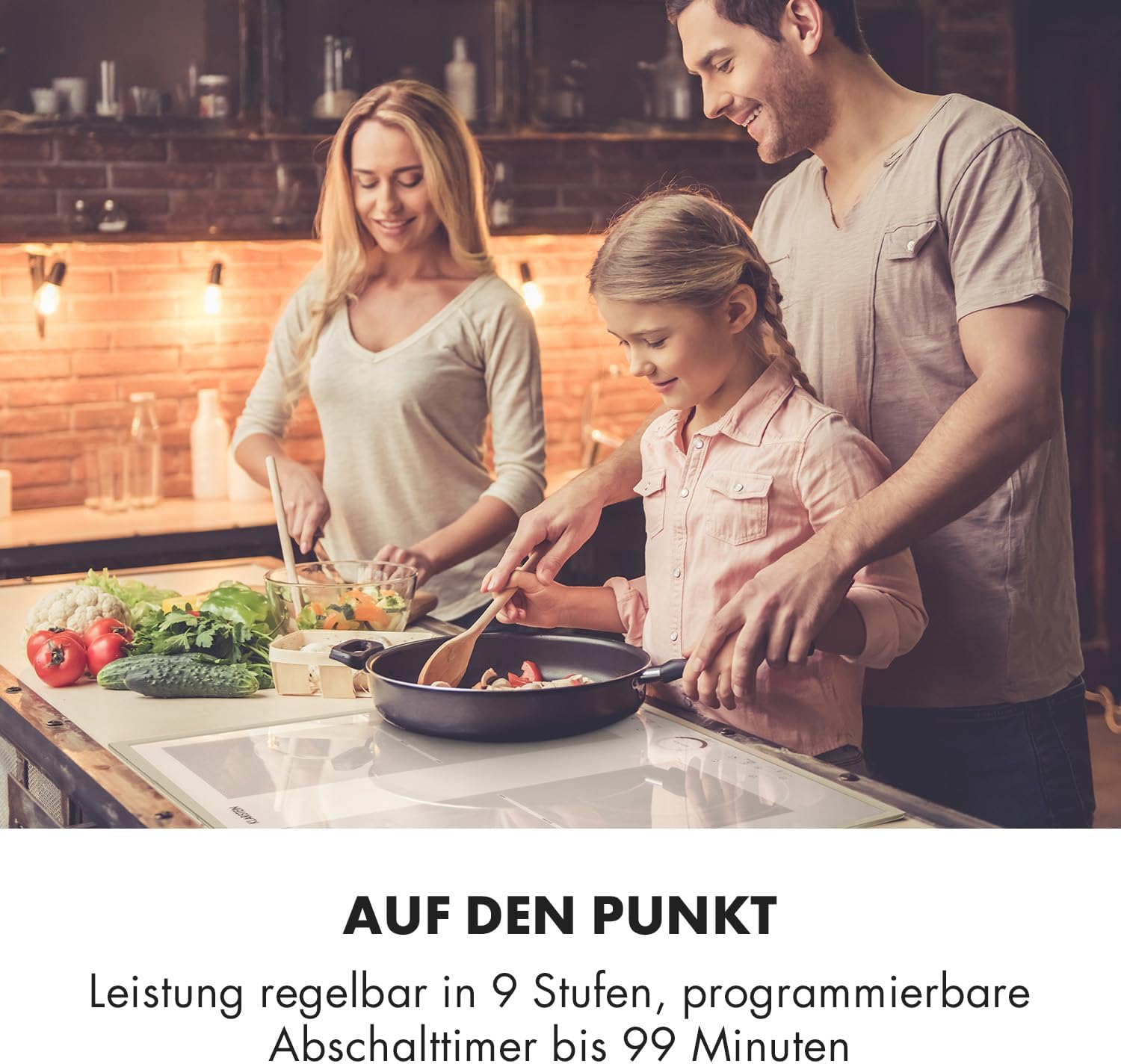 Klarstein Kochfeld, Glaskeramik, 4 Platten, Einbaukochfeld mit Touch-Display, Digitalanzeige und Timer-Funktion, Schnelles Aufheizen, 7000 Watt