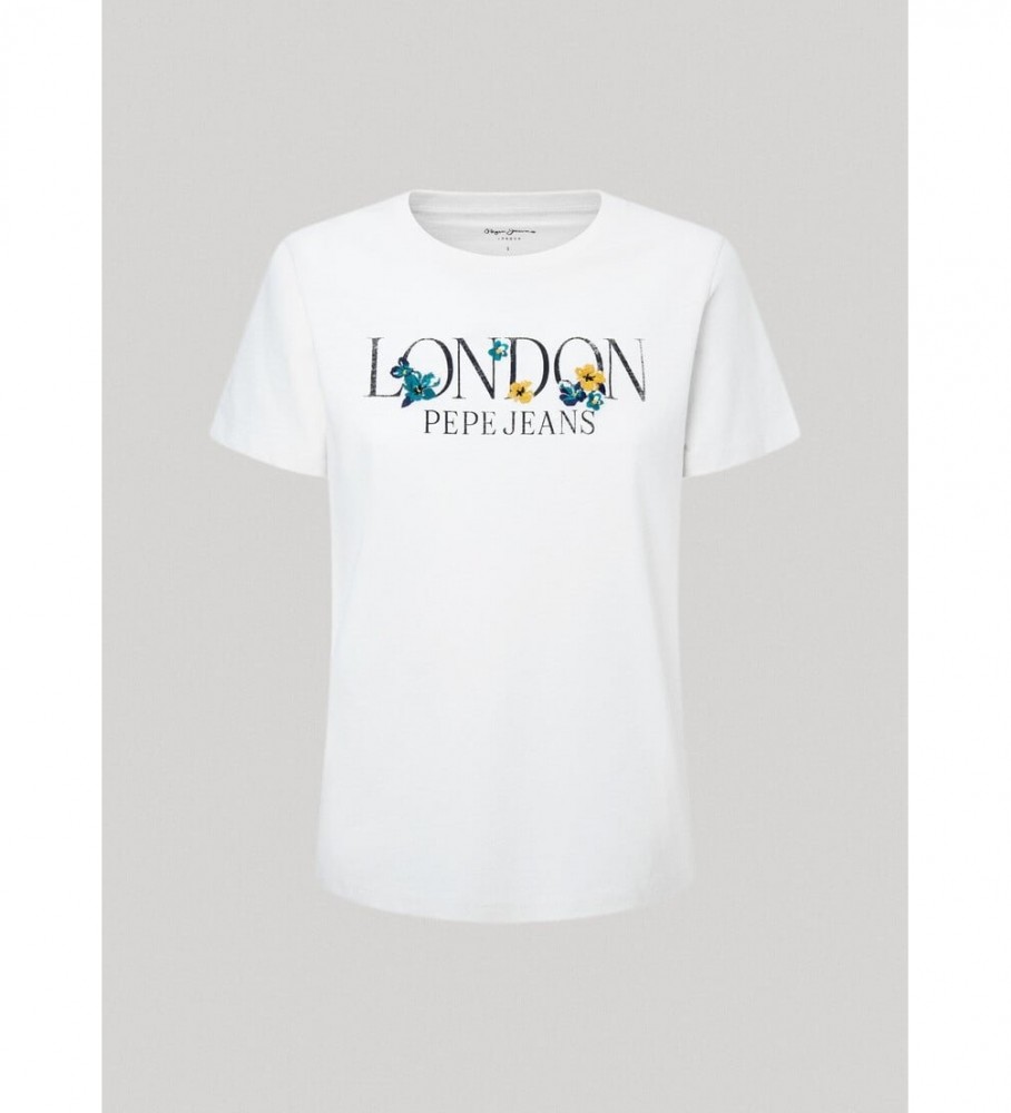 Camiseta de veludo Pepe Jeans, branca